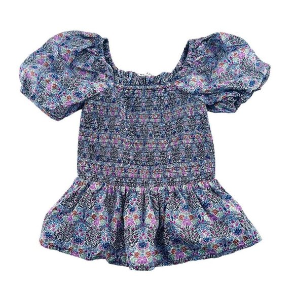 J. Crew Liberty Fabric Blouse size XXS Smocked Top Balloon Sleeves - Picture 1 of 6